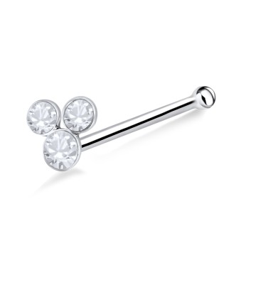 Stone Studded Clubs Silver Bone Nose Stud NSKD-92